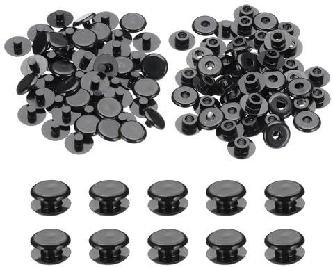 PATIKIL M5x3mm Plastic Binding Post, 50 Sets Plastic Chicago Screws Binding Screw Rivet Post Press-on Buckle for Leather Scrapbook Photo Albums, Black