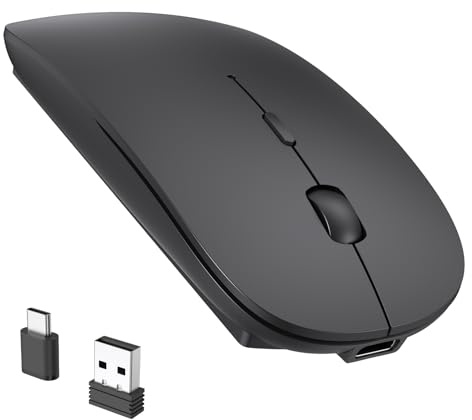 RaceGT Maus Kabellos USB-C & USB-A, Mouse Aufladbar 2,4GHz Leise klick 3 Adjustable DPI Level mit 4 Tasten, mit EIN Aus Schalter für Computer Laptop PC MacbookPro/Air Chromebook