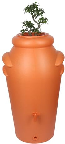 Jolie Max 200L Rain Water Butt – Decorative Amphora Vase Design Water Collector with Tap & Flower Pot – Strong & Durable Water Tank for Garden, Patio & Balcony – 60 x 50 x 110 cm (TERRACOTTA)