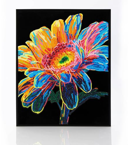 DIAMOND DOTZ 2594371 Original 5D Diamond Painting Set, Neon Gerbera, mit Neonfarben und Samt, DIY Diamant Malerei Bilder für Erwachsene und Kinder ab 12 Jahren, Intermediate