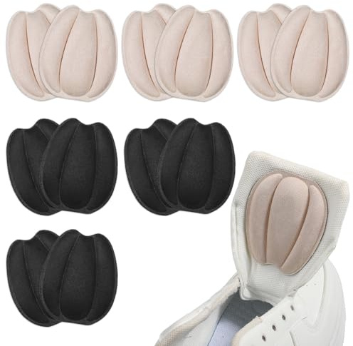 YBEATY 6 pares de almohadillas adhesivas de malla para la lengua del pie, almohadillas suaves y antideslizantes para el talón, reductor de tamaño más pequeño, para mujeres y hombres, zapatos demasiado