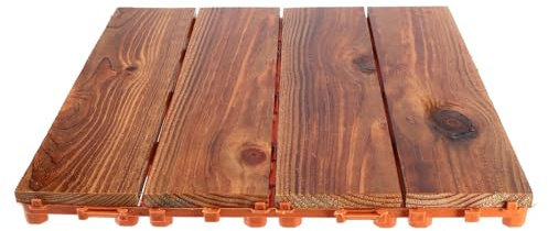SUBLXPoten Dalles Clipsables Exterieur Dalles de Sol en Bois 30 x 30 cm, Lames de terrasse, revêtements de Sol extérieurs, balcons, terrasses emboîtables, Planches de Jardin, Dalles en Bois
