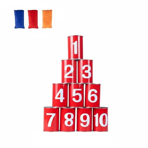 Harilla Jeu de Boîte de Lancer pour Enfants Boîte d'Adresse Métal Sacs Haricots Jeu Amusant Développement Gestes Adapté pour Rassemblements Festifs École, Numéros Rouges