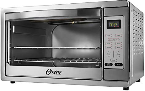 Oster Toaster Oven, 7-in-1 Countertop Toaster Oven, 10.5 x 13 Fits 2 Large Pizzas, Stainless Steel