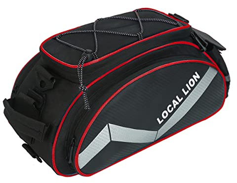 LOCAL LION Gepäckträgertasche für Fahrrad, wasserdichte Fahrradtaschen für Gepäckträger Mountainbike, schwarz zum Radfahrren Alltagsleben Stadttour