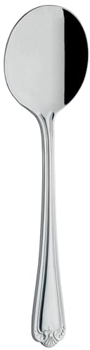 Grunwerg Jesmond Collection Soup Spoons, 18/0 Stainless Steel, Set of 12 | Soup spoons made from 18/0 stainless steel, ideal for soups, stews, cereals and everyday dining.