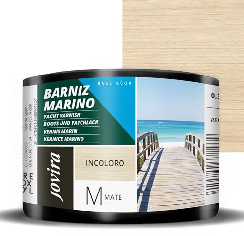 JOVIRA PINTURAS Barniz Marino al Agua. Especial resistencia en ambientes Marinos. (375 Mililitros, Mate) F-63