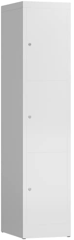 Lüllmann XL Spind Kleiderspind 1 Abteile 3 Fächer 1800 x 400 x 500 mm (RAL 9003 signalweiß)