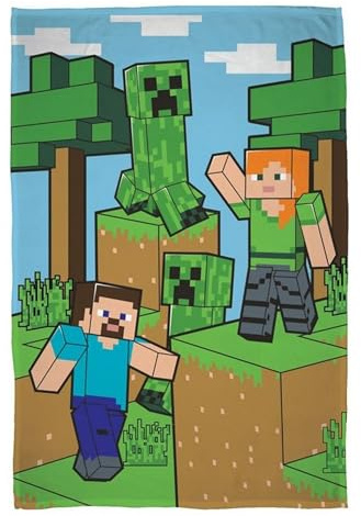 Gosig filt barnfilt fleecefilt 100 x 150 Minecraft Steve