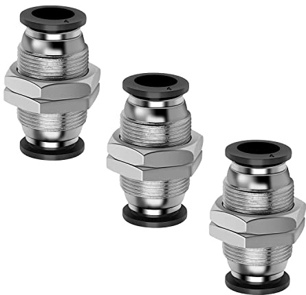 SRJQXH 3 Stück 4 mm Pneumatik Steckverbinder Einbau, PM4 Pneumatik Schottverschraubung, Schnellsteckverbinder Anschließbarer Rohrdurchmesser, Verwendet Werden als Behoben und Verbinden Sie das Rohr