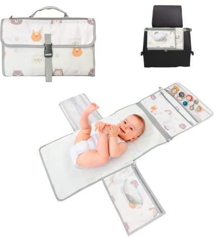 Matelas à Langer Bébé Portable XL - Pliable, Imperméable, Rembourré - Amovible Comme Trousse de Toilette - Idéal Comme Cadeau Original