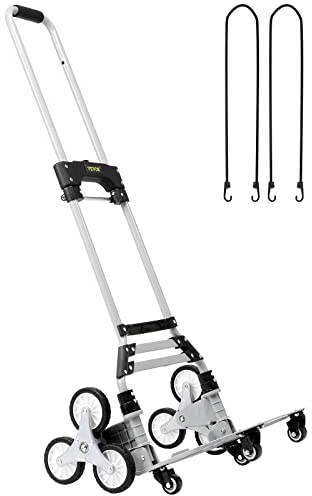VEVOR Carro para Subir Escaleras Carga de 50-100kg Carrito Plegable de Aleación de Aluminio Asa Regulable Altura 82-116cm 4 Ruedas Universales Plataforma 39x27cm de Almacén Aeropuerto Centro Comercial