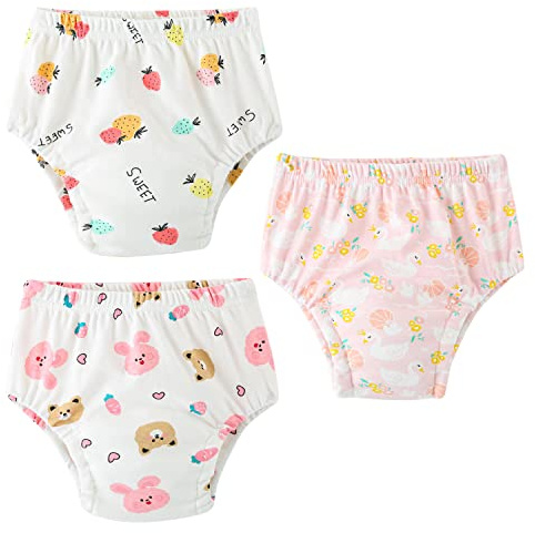 Yealoo 3 Paquetes Pañal de Aprendizaje Calzoncillos niño niña Calzones de Entrenamiento para Bebé Bragas de Aprendizaje Absorbente Algodón