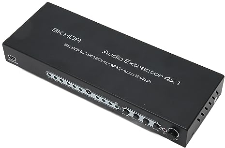 Extractor de Sonido HDMI, 8K @ 60Hz HDMI a HDMI con 1 x Salida de Audio óptica, 2 x RCA, Adaptador convertidor de Audio HDMI Compatibilidad con Divisor 4K @ 120Hz, para PS4 para