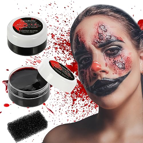 Aomig Faux Sang Halloween, 2X Plasma Coagulé, Makeup Revolution Réaliste, Lavable, Sûr, Fake Blood pour Carnaval, Film, Théâpre, Farces, Blessures Simulées