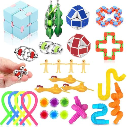 SINZUX 30Pcs Fidget Toys Pack, Party Fillers for Kids Parties | Stress Anxiety Relief Sensory Toys, Prize Box Toys Assortment Toys, Birthday party, Classroom Prizes Rewards