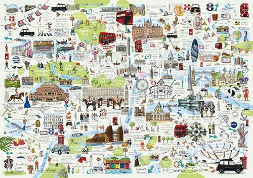 Tour of London 1000 Piece Jigsaw Puzzle; Emma Joustra art Collection; Eco-Friendly, Gift for Adults & Families