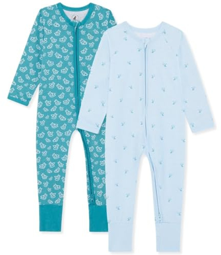 Bramble & Bear Pijama Bebé Niño y Niña (Packs de 2) - Algodón Orgánico. Pijamas Enteros para Bebés Supersuaves, Rojizo Y Verde Azulado, 12-18 Meses