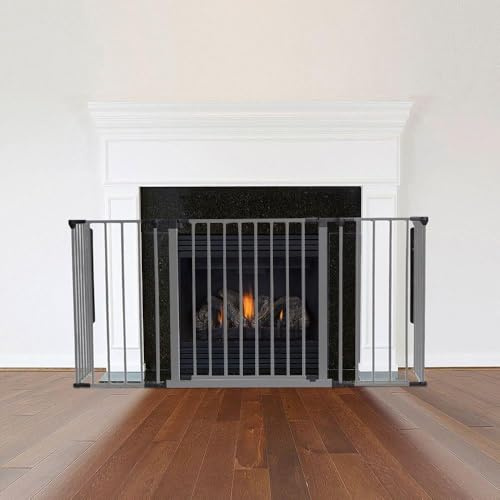 Safetots Barrera de Seguridad para Chimenea, 38cm de Profundidad x 138cm de Ancho, Gris, 70cm de Alto, Seguridad para Niños y Mascotas, Protección para Bebés y Niños Pequeños, Instalación Fácil