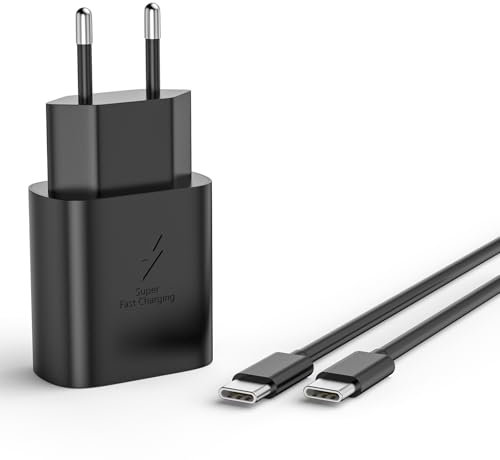 Caricabatterie Sumsamg 25W, Caricatore USB C Rapido per Galaxy A34 A55 A54 A53 A52 A35 A25 A15 A14 A13 S24 S23 S22 S21 S20/+/Ultra/S10/Z Flip/Z Fold, con cavo di tipo C da 2 m (Nero)