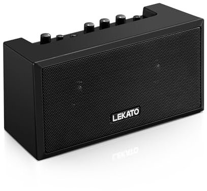 LEKATO Mini Guitar Amplifier Electric Guitar Amp with Clean Overdrive Effects 5W Mini Bass Amp Bluetooth Bass Amplifier for Daily Practice Portable Small Amplifier, Black