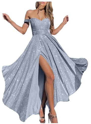 Robe De Soiree Femme à Paillettes- Robe Longue Chic Et Elegant,Robe Sexy Femme Fente éPaules DéNudéEs Pas Cher Dress CéRéMonie Party FêTe d'anniversaire Cocktail MariéE Sequins Grande Taille Robes