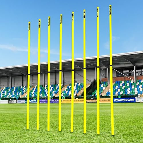 FORZA Teleskopiska Slalompinnar | Justerbara träningspinnar i 8-pack för sportövningar och smidighet – Flera färger (utan baser, fluorescensgul)
