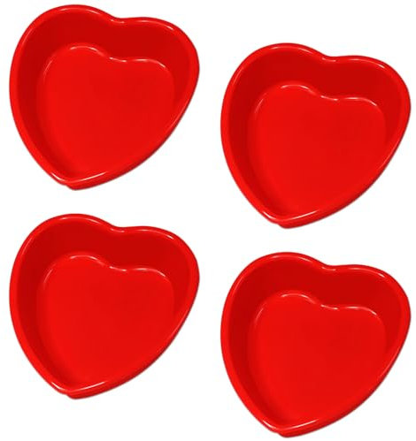 Eolilim Silicone Heart Cake Tin 7 Inch, 4PC Reusable Cake Pan Easy to Clean, Heart Shape Silicone Mould for Baking