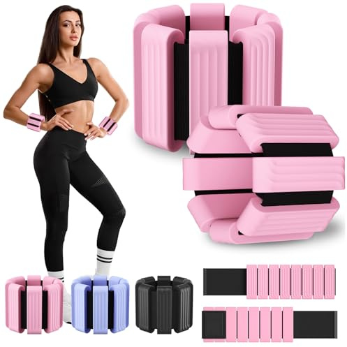 Giiyr Ankle Weights for Women Men,Adjustable Wrist Weights Set of 2(1lb Each),Wearable leg weights/arm weights，Wrist & Ankle Weights Bracelet for Yoga,Pilates,Running, Fitness,Physical Therapy (Pink)