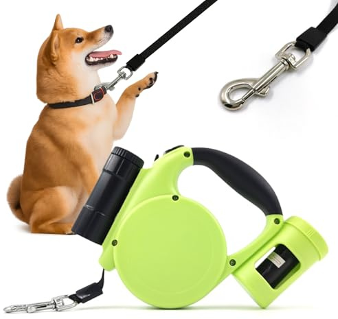 Laisse Chien Enrouleur, Laisses Rétractables, Extensible 5m, Laisses Enroulable avec Un Boutton S'arrêter Bloquer, Laisses pour Chien Enrouleur pour Chiens Moyens À Gros (Jusqu'À 20kg)