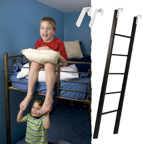 Échelles de Lit Échelle Noire pour Lits Superposés Jumeaux (adultes Et Enfants) pour Dortoir, Escabeau de Sécurité en Métal, Échelle pour Lits Superposés avec Crochet pour Camping-car(155cm/61)