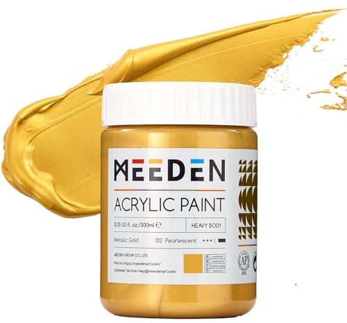 MEEDEN Metallic Gold Acrylic Paint: 10.1oz / 300ml Gold Leaf Paint for Adults Artists - Gold Paints for Decor Crafts Wood Furniture Painting