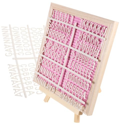 FONDOTIN Tablero de Letras de Fieltro DIY 25x25 Cm con Base de Madera Rosa para Mensajes Intercambiables en Baby Shower, Cumpleaños y Decoración del Hogar