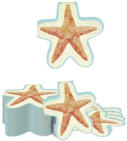 Kotkiddy 40 Piezas Servilletas de Papel de Estrella de Mar del Océano Desechables para Almuerzo Servilletas para Cena para Decoración de Fiesta de Verano en la Playa Desp