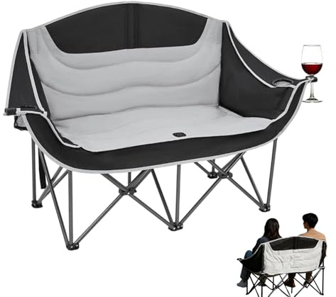 Générique Chaise De Camping – Causeuse D'extérieur Pliante, Chaise De Camping Double Portable, Canapé De Robuste pour Pique-Nique, Stade, Spectateur, Baseball, Football, Golf, Car, Fête De Famil