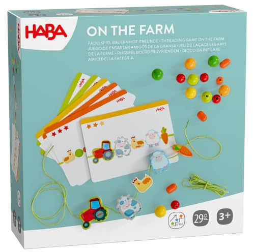 HABA Threading Game Farm Friends - Creative Educational Game & Threading Chain from 3