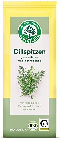 Lebensbaum Dillspitzen, Bio-Gewürz für Helle Sossen, Gurkensalat und Fisch mit frisch-aromatischem Geschmack, geschnitten und getrocknet, 15 g