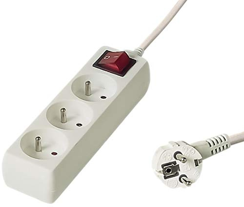 PremiumCord Verlängerungskabel 230V 3m 3 Steckdosen, Netzschalter, pp3k-03
