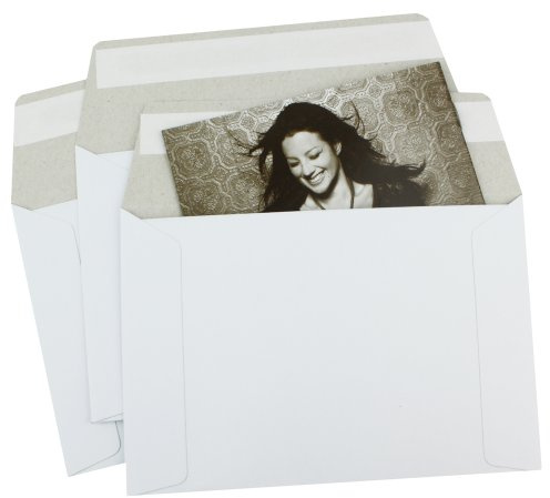 100 EcoSwift 6.5 x 4.5 Rigid Photo Mailers Stay Flats White Cardboard Self Seal Envelopes