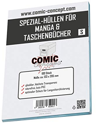 Comic Concept Pochettes spéciales (sans languette) pour manga & livre de poche S (133 x 205 mm)