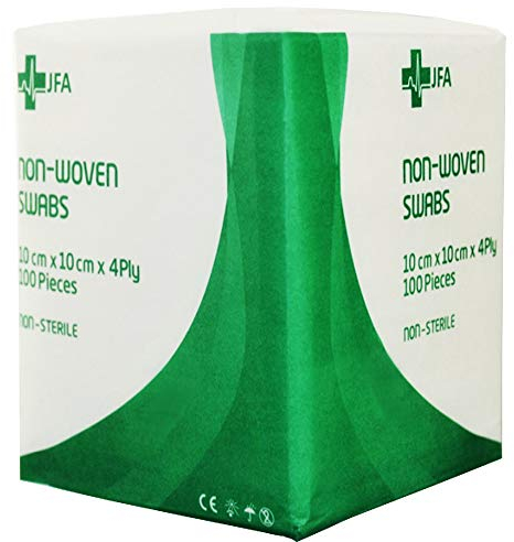 JFA Medical - Tamponi di garza in tessuto non tessuto, 10 x 10 cm, confezione da 100