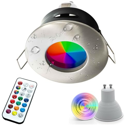 Planetitaly Faretto led box doccia 6W bagno turco cromoterapia IP65 GU10 lampada RGBW 6000K