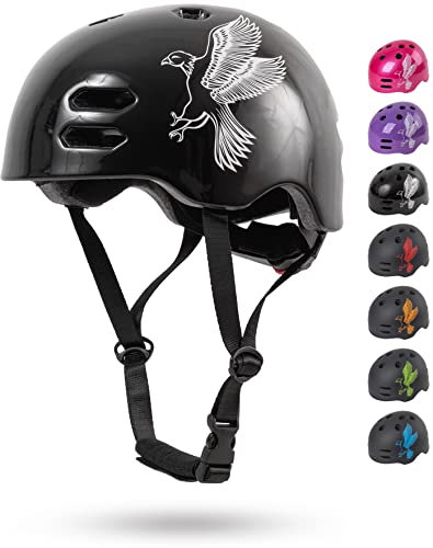 Prometheus Fahrradhelm für Kinder Jungen Mädchen Größe S 53-55 cm mit Drehring Skaterhelm Kinderfahrradhelm ab 6 bis 9 Jahre- TÜV Rheinland Zertifiziert (Weiß & Schwarz)
