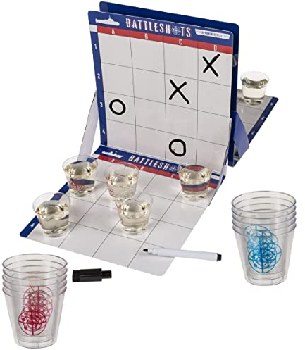 MIK funshopping Witziges Trinkspiel Partyspiel Saufspiel für Erwachsene Silvester Geburtstagsparty (Schiffe versenken mit 10 Trinkbechern)