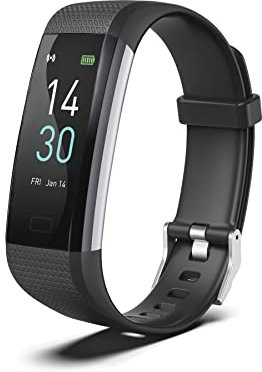 Yuxier Trackers d'activité, traqueur de fitness, montre intelligente, étanche, écran tactile (noir)