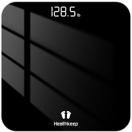 Digital Bathroom Scale for Body Weight: High-Precision 4-Sensor Accuracy, LED Display, 400lb/180kg Capacity, Safe Rounded Corners, Batteries Included