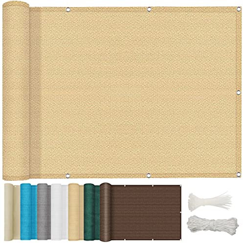 NINGBAI Brise Vue Occultant 115 x 700 cm Toile De Balcon, Ecran De Protection, Habillage De Balcon Protection Contre Le Vent, Les Intempéries pour Balcon et Clôture Porches, Jaune