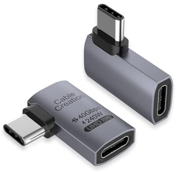 CableCreation Right Angle USB C Adapter 2 Pack, USB C Male to Female 90 Degree Adapter 40Gbps 240W Compatible with Thunderbolt 4, USB 4, Notebook, PC, Tablet, Phone and More, Right Angle