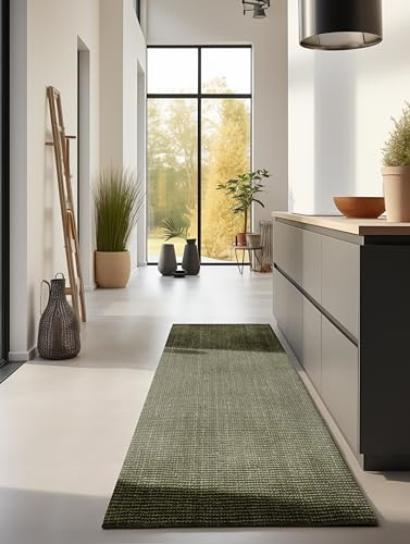 Hanse Home Tappeto in iuta naturale, 100% iuta, tessuto a mano ed ecologico, in fibra naturale boho, per soggiorno, camera da letto, sala da pranzo, verde, 80 x 200 cm