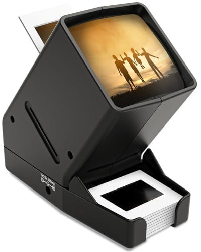 DigitConvert 35 mm Dia-Viewer, 3-fache Vergrößerung, USB-betrieben/Batteriebetrieb, für 35-mm-Folien und Positive Filmnegative (4 AA-Batterien im Lieferumfang enthalten)